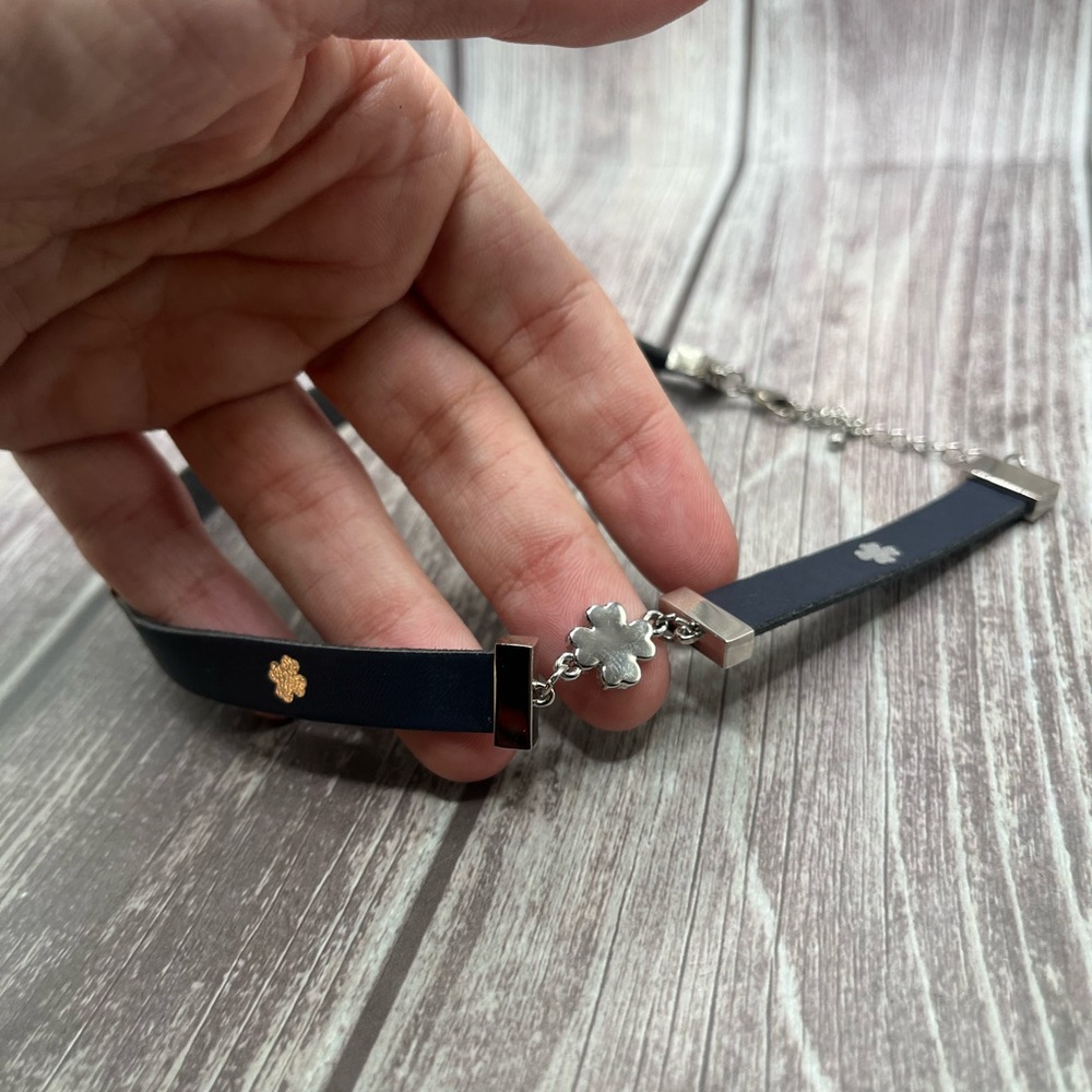 NIB Dior Lucky Charms Logo Choker Necklace Breloque Porte-Bonheur Black Silver - Picture 8 of 12